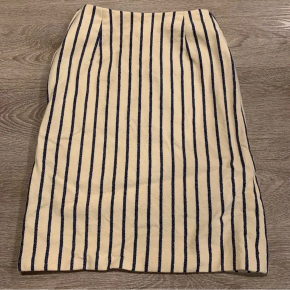 Vintage Evan Picone Cream Striped Pencil Skirts Size 10 - Picture 2 of 5